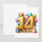 Goldener 14. Geburtstag Dankeskarte (Vorne/Hinten)