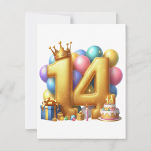 Goldener 14. Geburtstag Einladung