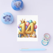 Goldener 14. Geburtstag Flyer (Einzeln)