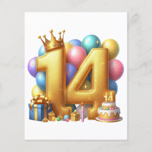 Goldener 14. Geburtstag Flyer
