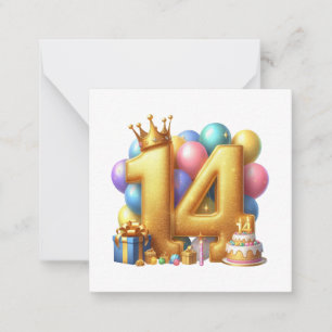 Goldener 14. Geburtstag Mitteilungskarte