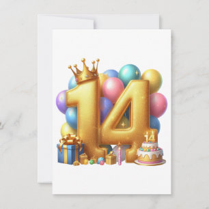 Goldener 14. Geburtstag Mitteilungskarte