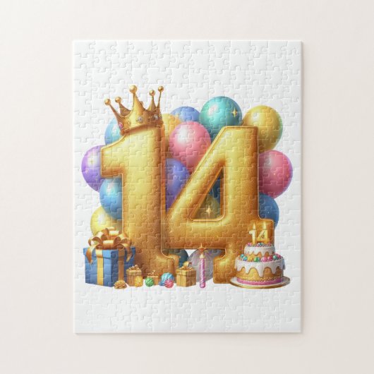Goldener 14. Geburtstag Puzzle (Vertikal)