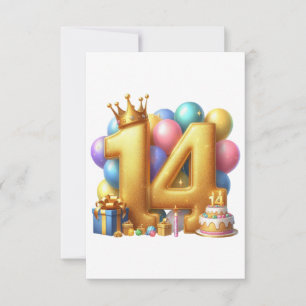 Goldener 14. Geburtstag RSVP Karte