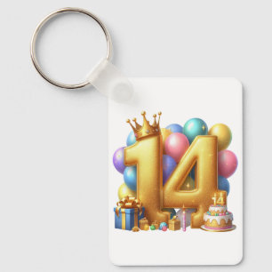 Goldener 14. Geburtstag Schlüsselanhänger
