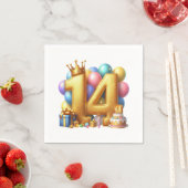 Goldener 14. Geburtstag Serviette (Beispiel)