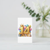 Goldener 14. Geburtstag Visitenkarte (Stehend Vorderseite)