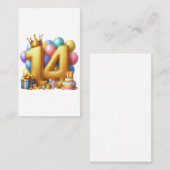 Goldener 14. Geburtstag Visitenkarte (Vorne/Hinten)