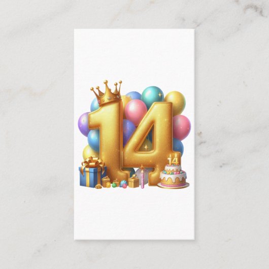 Goldener 14. Geburtstag Visitenkarte (Vorderseite)
