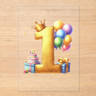 Goldener 1. Geburtstag Acryleinladungen