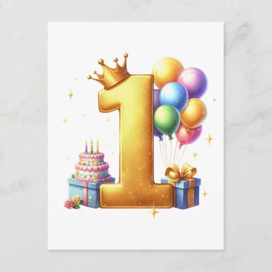 Goldener 1. Geburtstag Begleitkarte (Vorderseite)