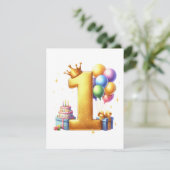 Goldener 1. Geburtstag Begleitkarte (Stehend Vorderseite)