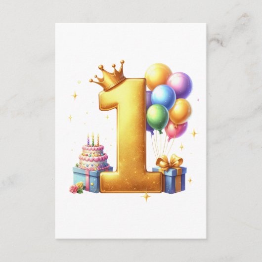 Goldener 1. Geburtstag Begleitkarte (Vorderseite)