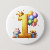 Goldener 1. Geburtstag Button (Vorderseite)