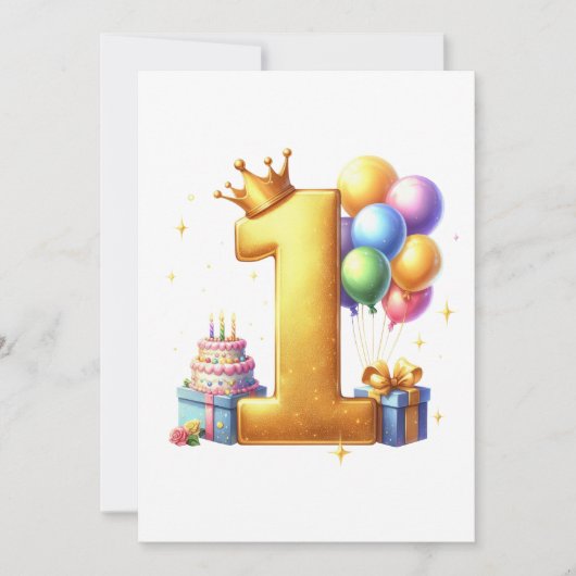 Goldener 1. Geburtstag Einladung (Vorderseite)