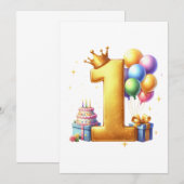 Goldener 1. Geburtstag Einladung (Vorne/Hinten)