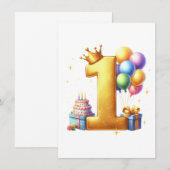 Goldener 1. Geburtstag Einladung (Vorne/Hinten)