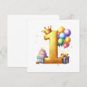 Goldener 1. Geburtstag Einladung (Vorne/Hinten)