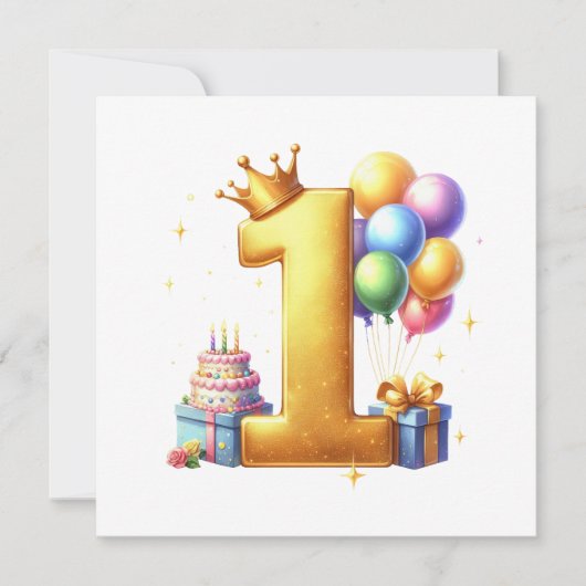 Goldener 1. Geburtstag Einladung (Vorderseite)
