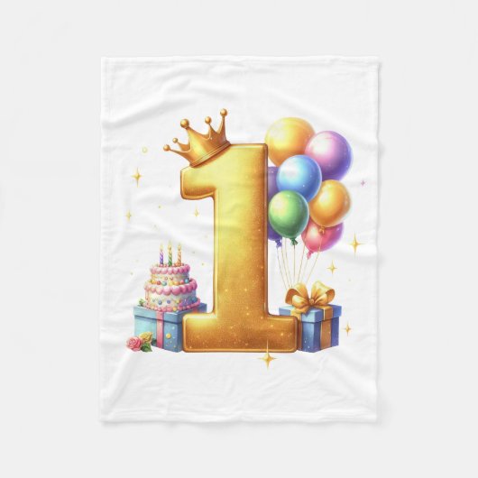 Goldener 1. Geburtstag Fleecedecke (Vorderseite)