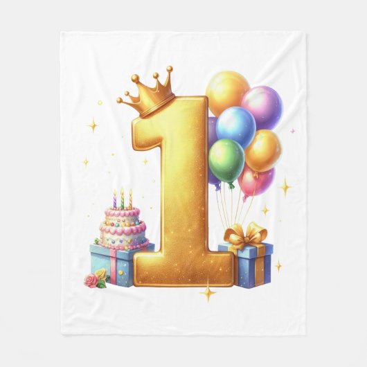 Goldener 1. Geburtstag Fleecedecke (Vorderseite)