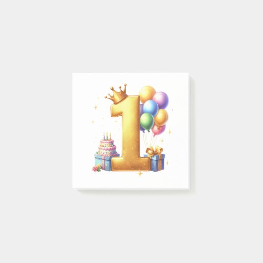 Goldener 1. Geburtstag Post-it Klebezettel (Vorderseite)