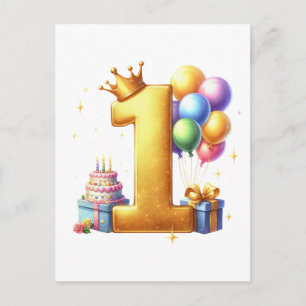 Goldener 1. Geburtstag Postkarte