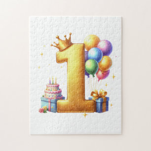 Goldener 1. Geburtstag Puzzle
