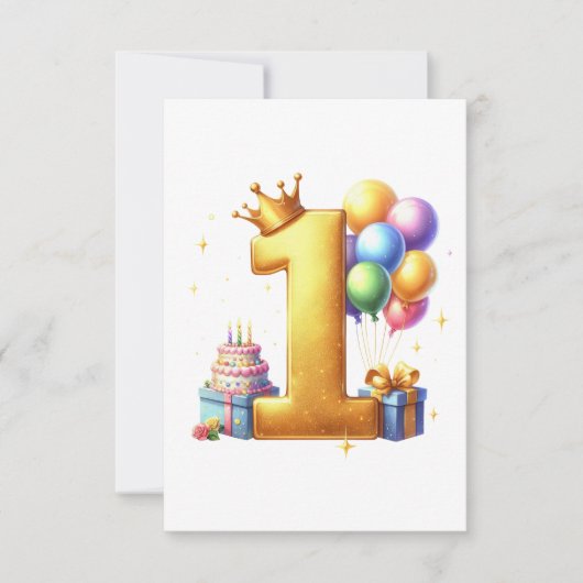 Goldener 1. Geburtstag RSVP Karte (Vorderseite)