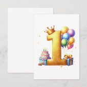 Goldener 1. Geburtstag RSVP Karte (Vorne/Hinten)