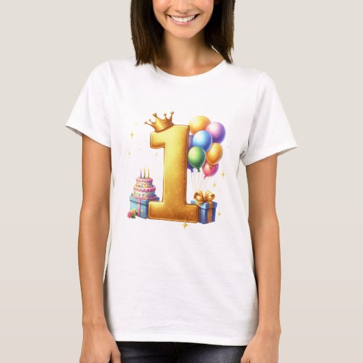 Goldener 1. Geburtstag T-Shirt (Vorderseite)