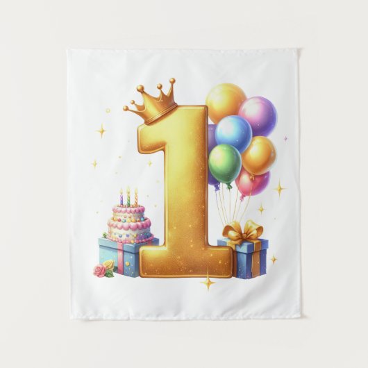 Goldener 1. Geburtstag Wandteppich (Vorderseite)