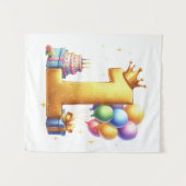 Goldener 1. Geburtstag Wandteppich (Vorderseite (Horizontal))