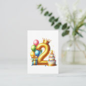 Goldener 2. Geburtstag Begleitkarte (Stehend Vorderseite)