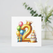 Goldener 2. Geburtstag Einladung (Stehend Vorderseite)