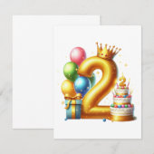 Goldener 2. Geburtstag Einladung (Vorne/Hinten)