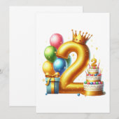 Goldener 2. Geburtstag Einladung (Vorne/Hinten)