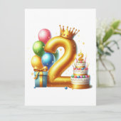Goldener 2. Geburtstag Einladung (Stehend Vorderseite)