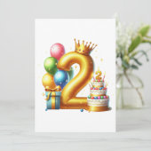 Goldener 2. Geburtstag Einladung (Stehend Vorderseite)