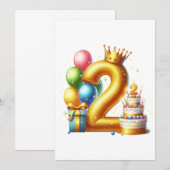 Goldener 2. Geburtstag Einladung (Vorne/Hinten)