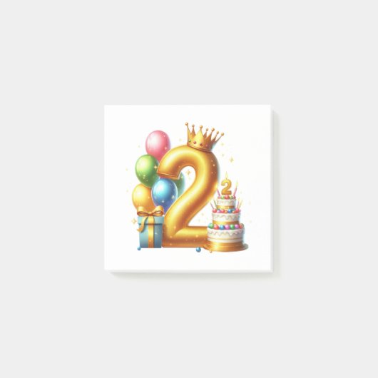 Goldener 2. Geburtstag Post-it Klebezettel (Vorderseite)