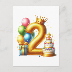 Goldener 2. Geburtstag Postkarte