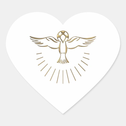 Goldener "3-D" Aufstieg des Heiligen Geistes Herz-Aufkleber (Vorderseite)