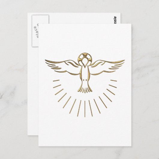 Goldener "3-D" Aufstieg des Heiligen Geistes Postkarte (Vorne/Hinten)