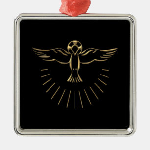 Goldener "3-D" Aufstieg des Heiliger Geist Silbernes Ornament
