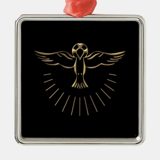 Goldener "3-D" Aufstieg des Heiliger Geist Silbernes Ornament (Vorne)