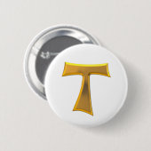 Goldener 3-D Blickfranziskanertau-Kreuz Button (Vorne & Hinten)