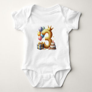 Goldener 3. Geburtstag Baby Strampler