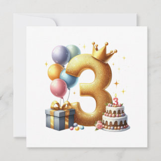 Goldener 3. Geburtstag Einladung