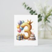 Goldener 3. Geburtstag Einladung (Stehend Vorderseite)